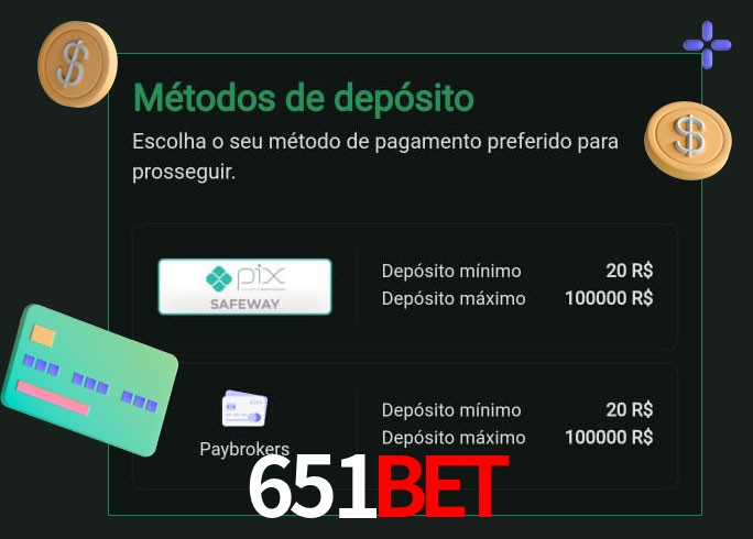 O cassino 651bet oferece uma grande variedade de métodos de pagamento